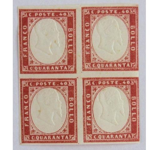 1860 Sardinia block of 4  stamps. Never used.