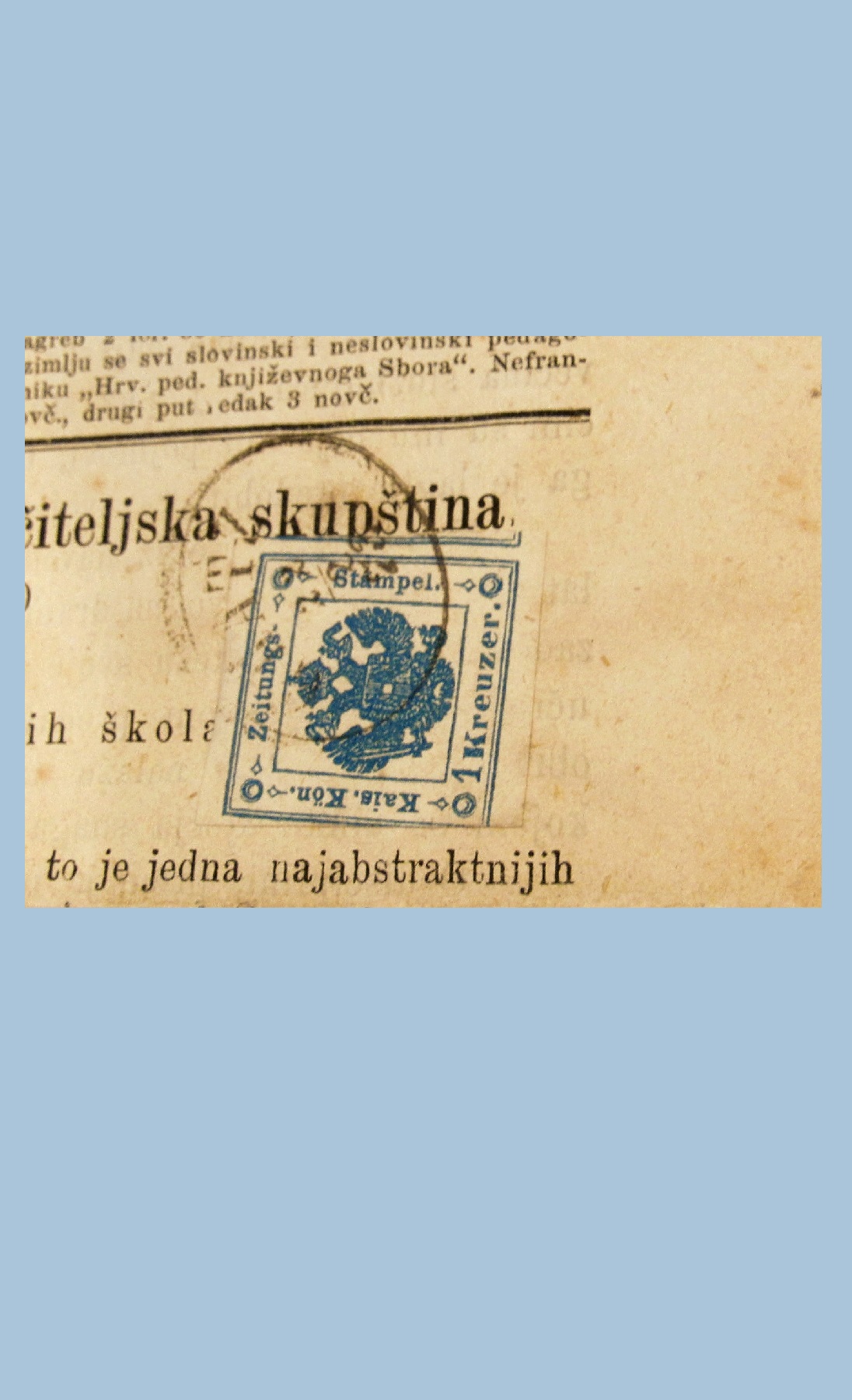 Authentic Austrian-Hungarian newspaper with a postage stamp from 1873