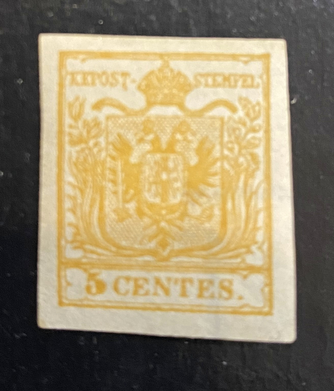 Old Postage Stamp Lombardy Venetia 5 Centes